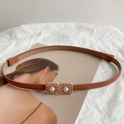 Jauns Adjust PU ādas pērļu Cummerbunds kleitas jostas, plānas sieviešu svārki jostasvietas, zelta sakausējums, sprādzes siksnas, jostas Pasek Damski