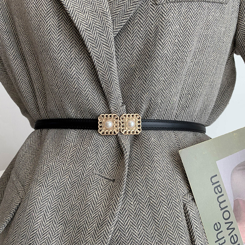 Jauns Adjust PU ādas pērļu Cummerbunds kleitas jostas, plānas sieviešu svārki jostasvietas, zelta sakausējums, sprādzes siksnas, jostas Pasek Damski