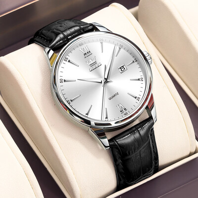 OLEVS Luksusa vīriešu pulksteņi Augstas kvalitātes modes ādas pulkstenis vīriešiem Ūdensizturīgs oriģināls klasisks kvarca rokas pulkstenis Reloj Hombre