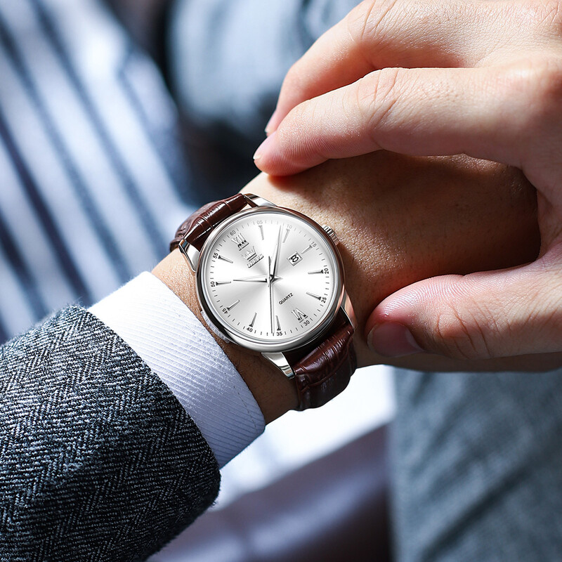 OLEVS Luksusa vīriešu pulksteņi Augstas kvalitātes modes ādas pulkstenis vīriešiem Ūdensizturīgs oriģināls klasisks kvarca rokas pulkstenis Reloj Hombre