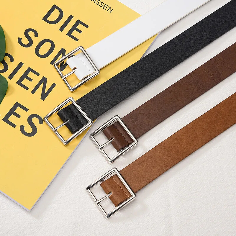 Нов стилен деним Мъжки и дамски широк колан на талията PU японски колан с катарама Мъжки корейски дънков колан Колан за жени