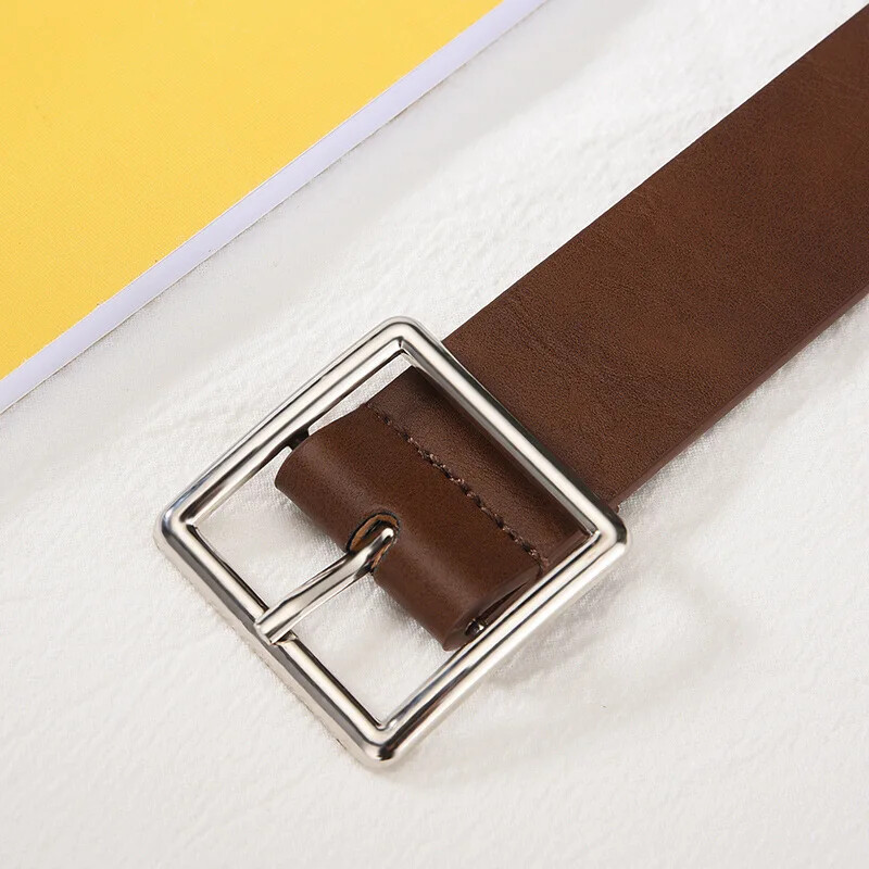 Нов стилен деним Мъжки и дамски широк колан на талията PU японски колан с катарама Мъжки корейски дънков колан Колан за жени