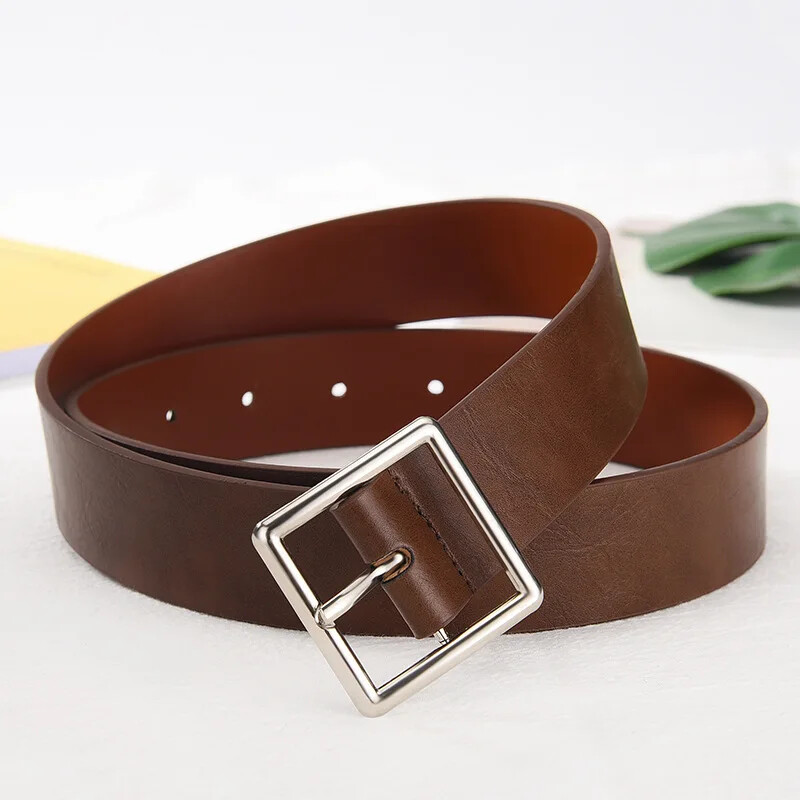 Нов стилен деним Мъжки и дамски широк колан на талията PU японски колан с катарама Мъжки корейски дънков колан Колан за жени