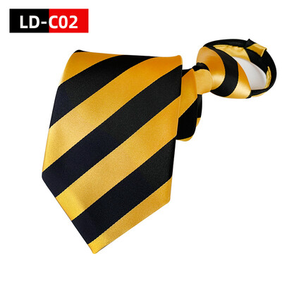 Svītrainas kaklasaites vīriešiem Iepriekš piesietas kaklasaites ar rāvējslēdzēju 8 cm biznesa zīda plānas kaklasaites tumši zilas, dzeltenas kaklasaites kāzu ballītei.