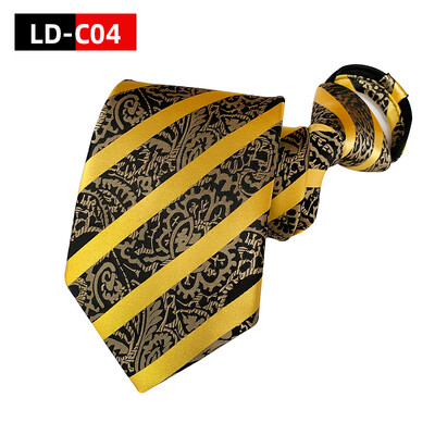 Svītrainas kaklasaites vīriešiem Iepriekš piesietas kaklasaites ar rāvējslēdzēju 8 cm biznesa zīda plānas kaklasaites tumši zilas, dzeltenas kaklasaites kāzu ballītei.