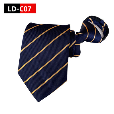 Svītrainas kaklasaites vīriešiem Iepriekš piesietas kaklasaites ar rāvējslēdzēju 8 cm biznesa zīda plānas kaklasaites tumši zilas, dzeltenas kaklasaites kāzu ballītei.