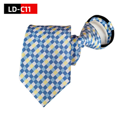 Svītrainas kaklasaites vīriešiem Iepriekš piesietas kaklasaites ar rāvējslēdzēju 8 cm biznesa zīda plānas kaklasaites tumši zilas, dzeltenas kaklasaites kāzu ballītei.