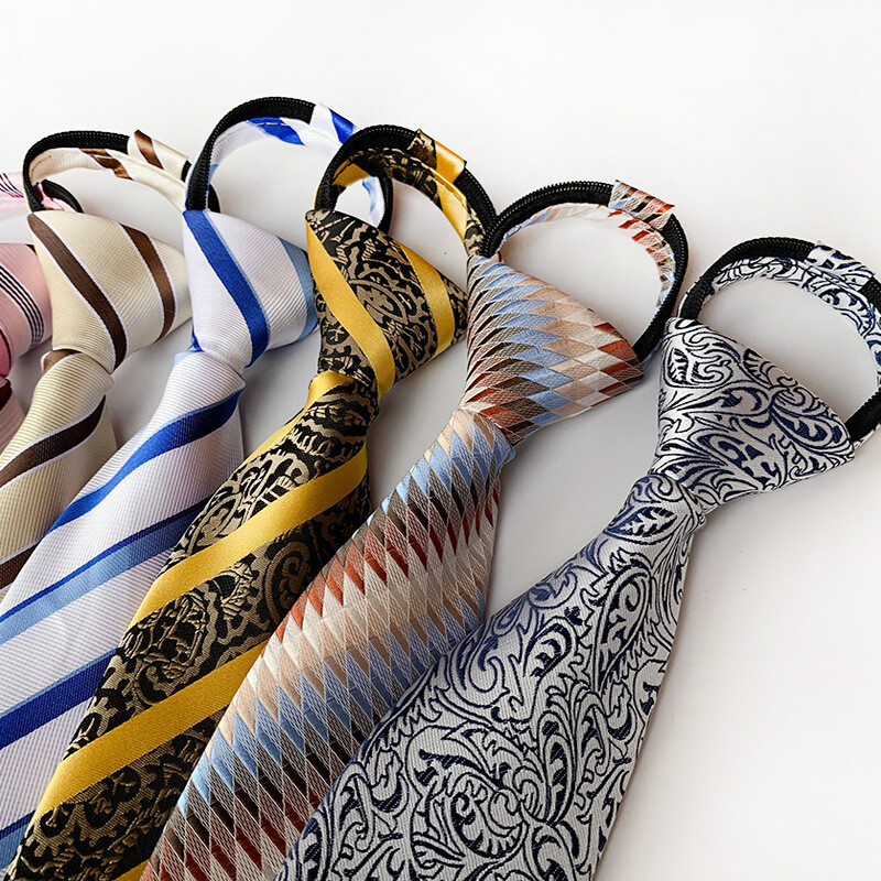 Svītrainas kaklasaites vīriešiem Iepriekš piesietas kaklasaites ar rāvējslēdzēju 8 cm biznesa zīda plānas kaklasaites tumši zilas, dzeltenas kaklasaites kāzu ballītei.