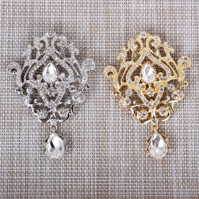 DIEZI Vintage zlatno srebrna boja svadbeni broš Kristalni nakit Ženski broševi Broš igle za šal s kamenčićima Buket za vjenčanje