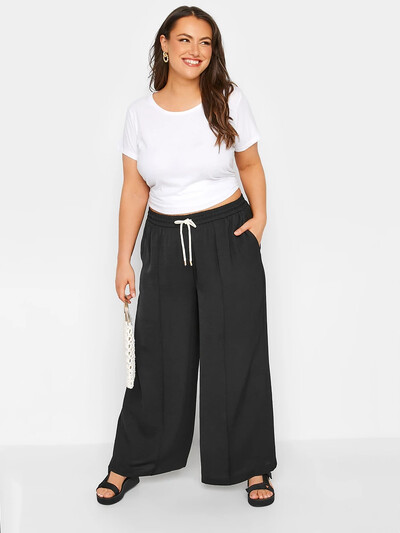 Liela izmēra elastīga savilkšanas aukla viduklis Vasaras brīvs Elegantas platas bikses kabatas pusē Vieglas gadījuma taisnas bikses 5XL 6XL