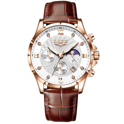 LIGE vīriešu pulksteņi ikdienas biznesa pulkstenis vīriešu luksusa ūdensnecaurlaidīgs datuma gaismas hronogrāfs rokas pulkstenis kvarca pulkstenis ādas pulkstenis