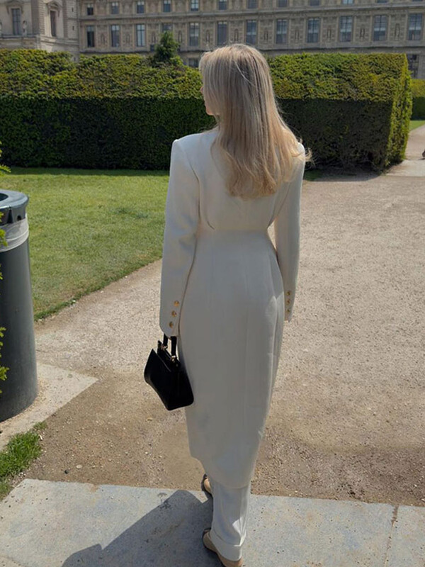 Elegants, vienrindas garais mētelis sievietēm, ikdienišķa sieviešu jaka ar nolaižamu apkakli ar pilnām piedurknēm, 2024. gada sieviešu šiks virsdrēbes