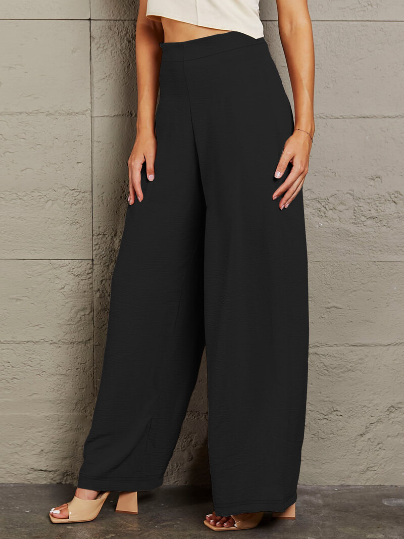 Sieviešu 2024. gada vasaras jaunas lielizmēra trikotāžas, eleganta temperamenta ikdienas bikses ar platām kājām