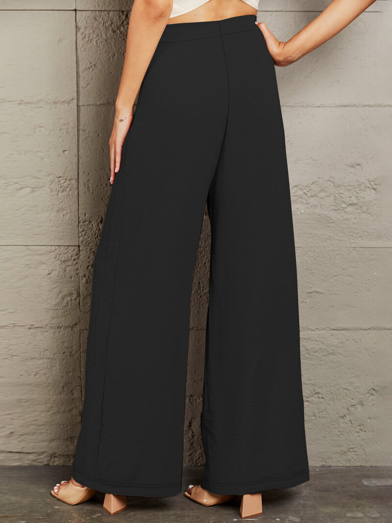 Sieviešu 2024. gada vasaras jaunas lielizmēra trikotāžas, eleganta temperamenta ikdienas bikses ar platām kājām