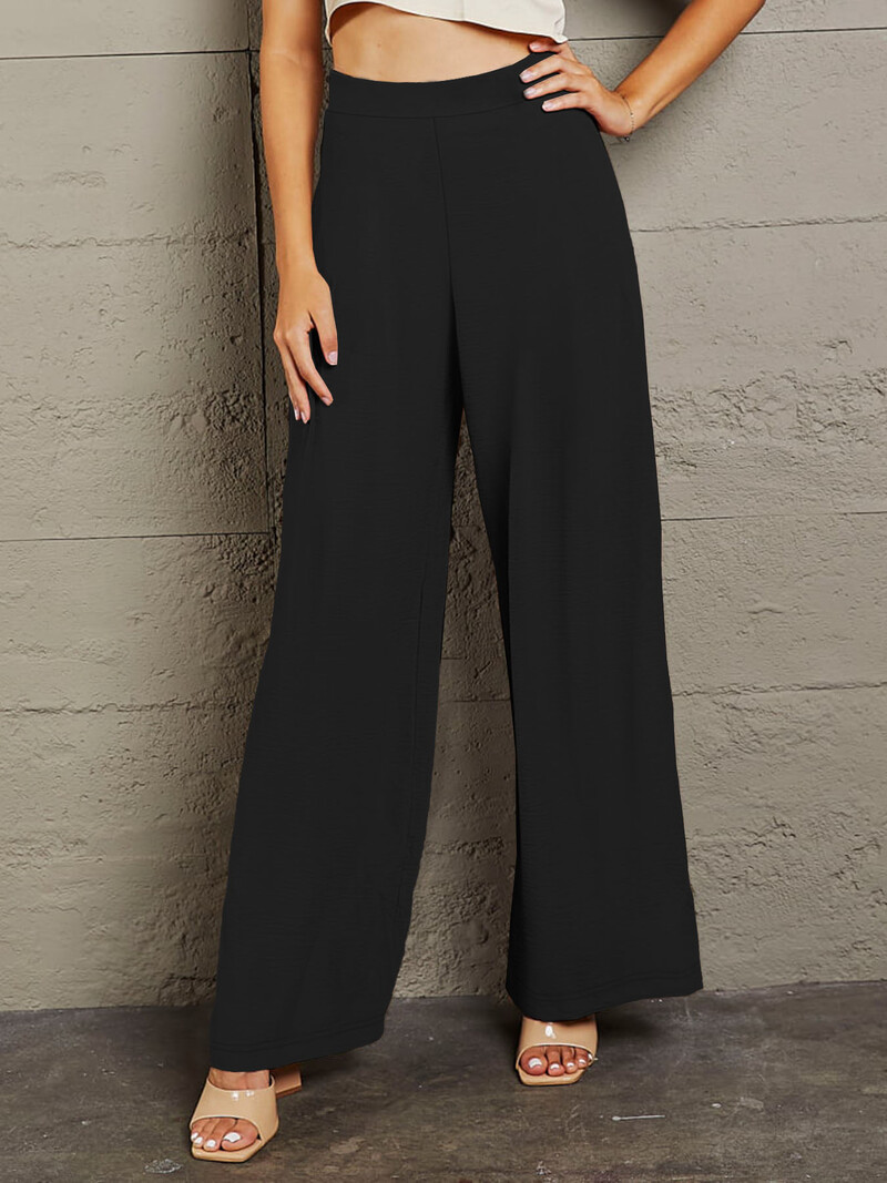 Sieviešu 2024. gada vasaras jaunas lielizmēra trikotāžas, eleganta temperamenta ikdienas bikses ar platām kājām