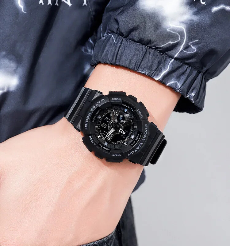 SKMEI 1834 LED двоен дисплей Цифрови мъжки дамски спортни ръчни часовници Водоустойчив удароустойчив часовник за мъже Жени Кварцов часовник 1835