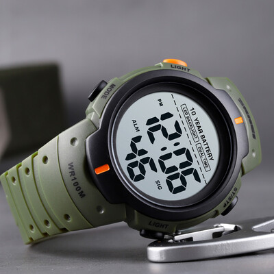 SKMEI 1560 Férfi 2 alkalommal 10 éves elemes ébresztőóra reloj hombre Sport Fitness órák Férfi digitális 100M vízálló karóra