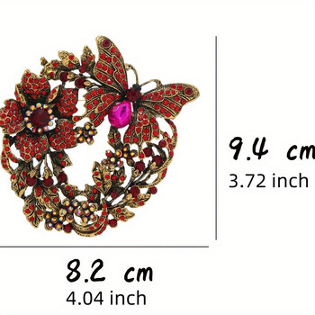 Vintage Luxury Heavy Industry Rhinestone Butterfly Garland Badges Κοσμήματα για γυναίκες Ανδρικά ρετρό καρφίτσες με λουλούδια