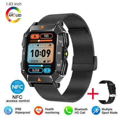 2024. gada jauns LED vīriešu viedpulkstenis fitnesa ūdensizturīgs militārais veselības monitors AI balss Bluetooth zvana vīriešu viedpulkstenis