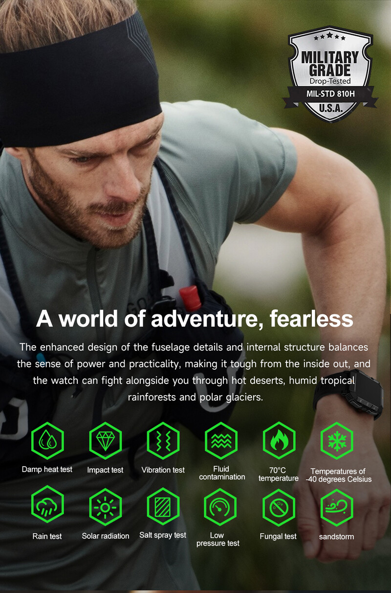 2024. gada jauns LED vīriešu viedpulkstenis fitnesa ūdensizturīgs militārais veselības monitors AI balss Bluetooth zvana vīriešu viedpulkstenis