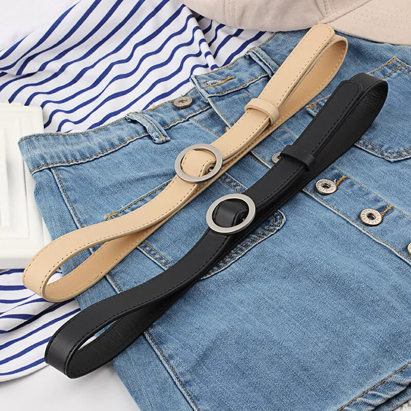 2,3x105 cm sieviešu apaļa sprādzes josta bez cauruma Vienkārša vienkrāsaina džinsu jostasvieta Daudzpusīgas modes dekoratīvas plānas jostasvietas