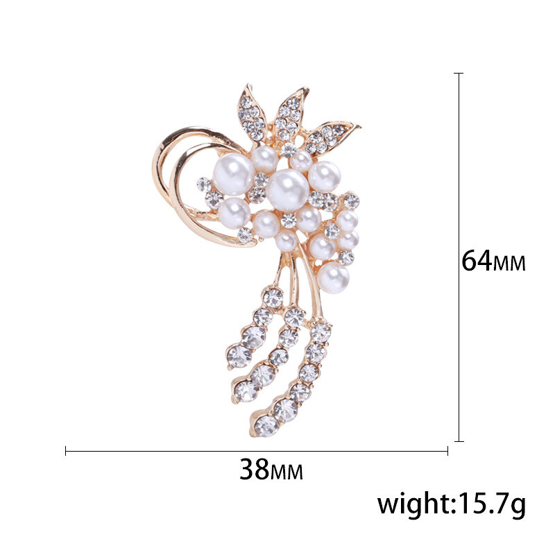 Izsmalcinātas pērļu ziedu saktas Sievietēm Rhinestone Bouquet Luxury Pin Skaistums Biroja ballīte Draugs Dāvanas Aksesuāri