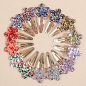 7/14gb Mīlīgi ziedu matu sprādzes Meiteņu skavām Spraudītes Glitter Ziedu matu sprādzes Matu sprādzes Bērnu Bērnu Sieviešu matu aksesuāri