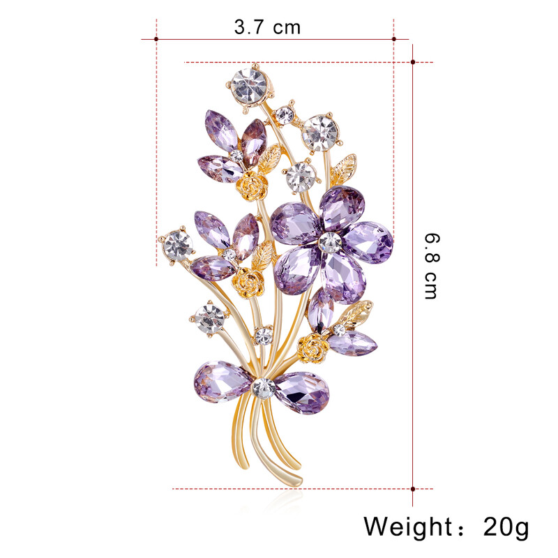 Ljubičasti ukrasni broš s kamenčićima, uredski ležerni broš igla za zabavu, dar