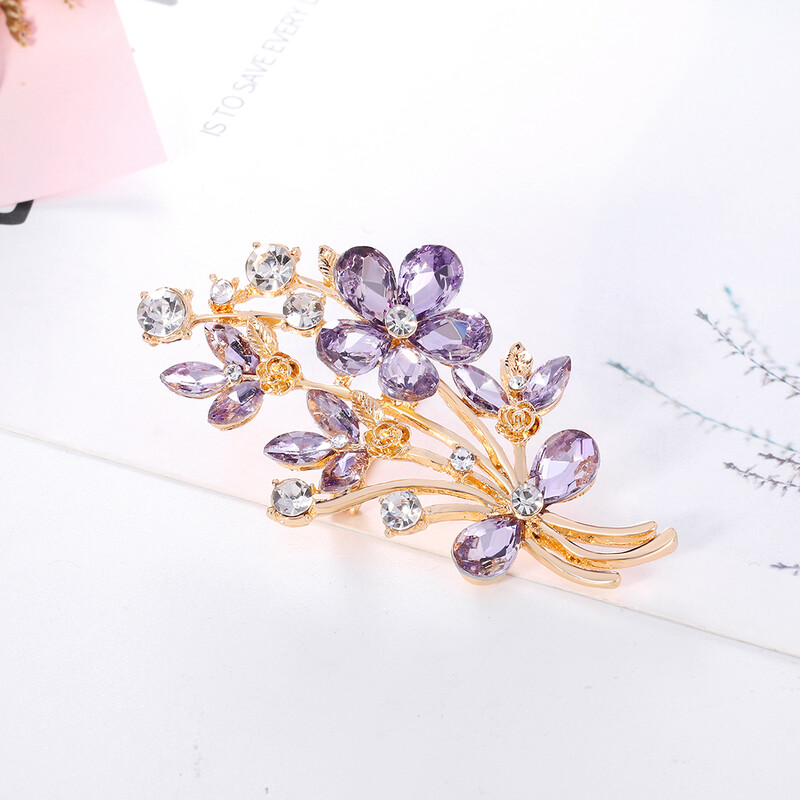 Ljubičasti ukrasni broš s kamenčićima, uredski ležerni broš igla za zabavu, dar