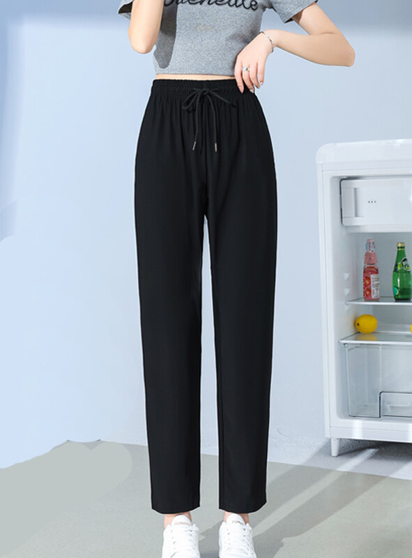 Liela izmēra sporta bikses sievietēm lielizmēra brīvā vasaras ledus zīda plānās ātri žūstošās skriešanas saules aizsardzības taisnās kājās