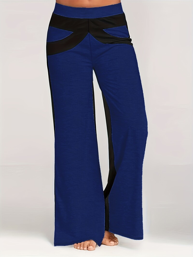 Ležerne hlače veće veličine, ženske lepršave hlače visokog struka u boji Plus, elastične