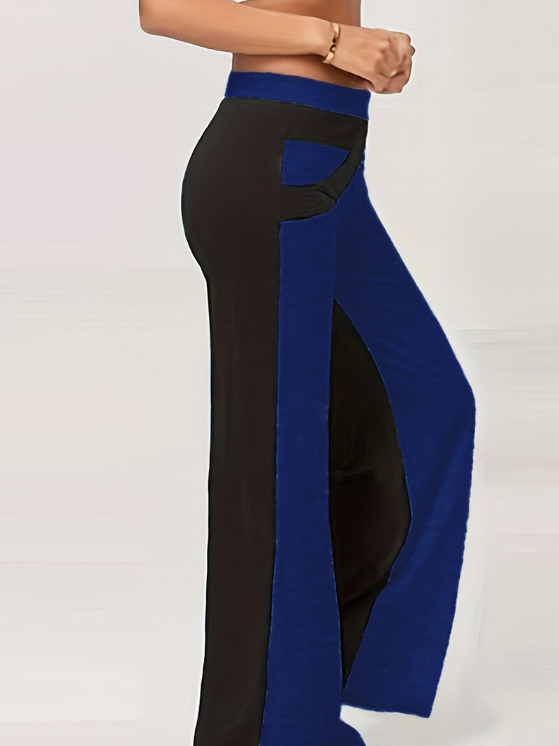 Ležerne hlače veće veličine, ženske lepršave hlače visokog struka u boji Plus, elastične