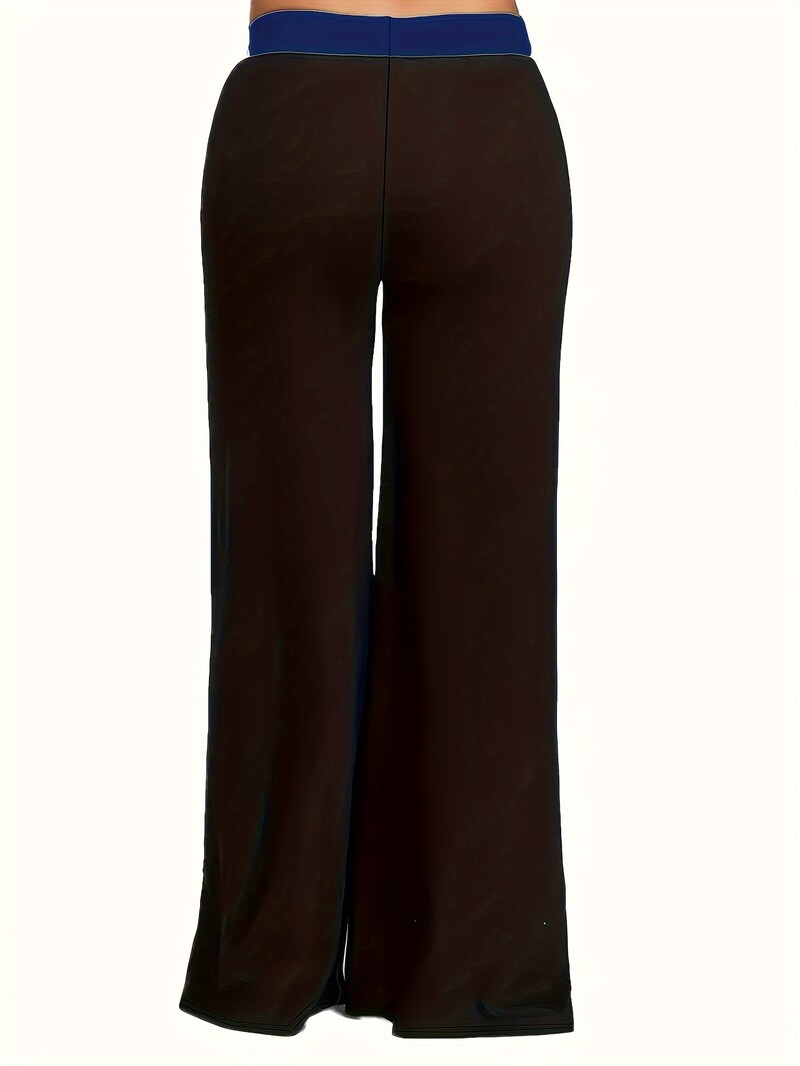 Ležerne hlače veće veličine, ženske lepršave hlače visokog struka u boji Plus, elastične