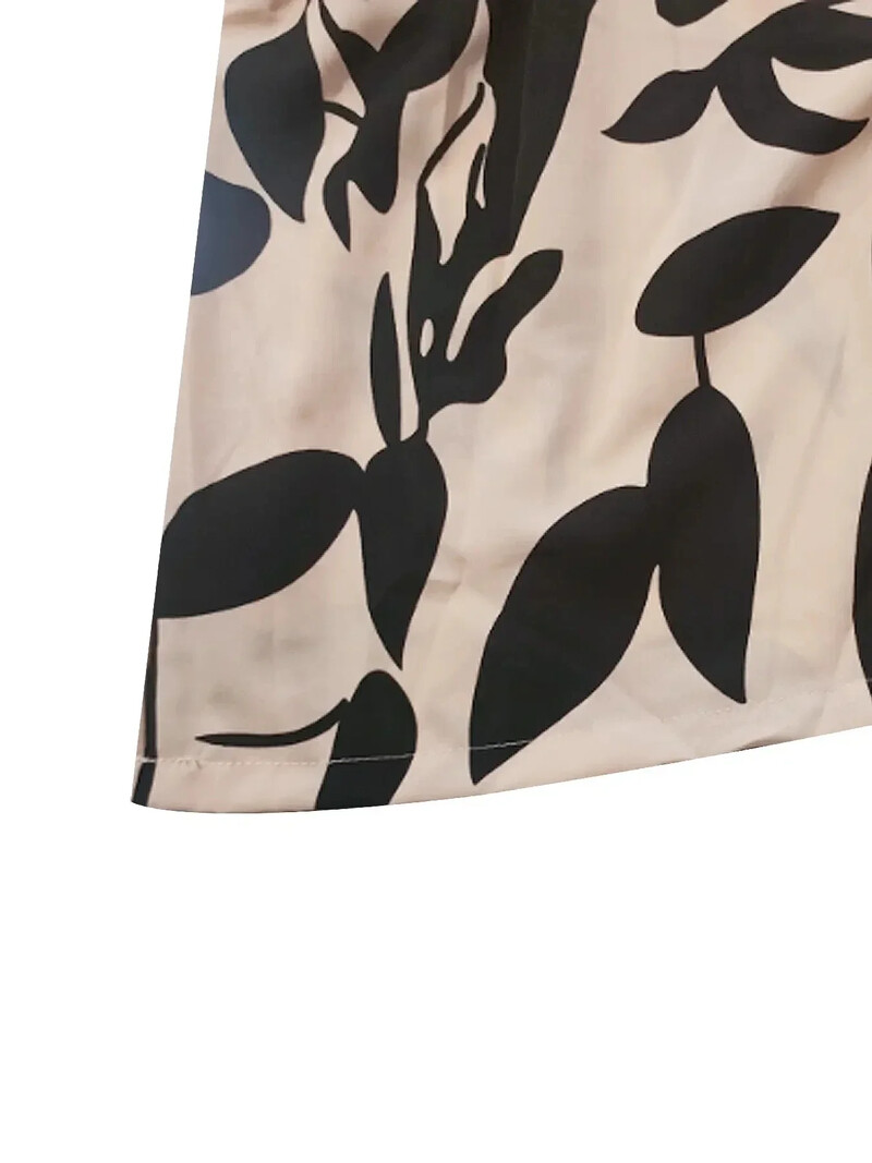 Liela izmēra sieviešu bikses ar ģeometrisku apdruku ar visa ķermeņa apdruku, novājēšanu ar augstu jostasvietu, modernas un elegantas platas bikses