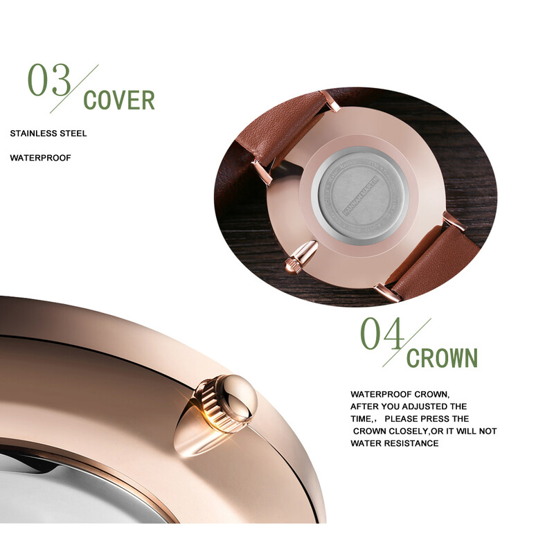 Hannah Martin Augstas kvalitātes rozā zelta ciparnīcas pulkstenis vīriešu ādas ūdensnecaurlaidīgs rokas pulkstenis sieviešu kleitas modes Japānas kvarca kustība Saat
