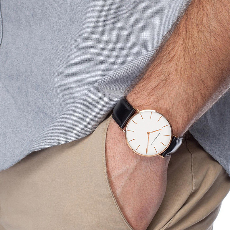 Hannah Martin Augstas kvalitātes rozā zelta ciparnīcas pulkstenis vīriešu ādas ūdensnecaurlaidīgs rokas pulkstenis sieviešu kleitas modes Japānas kvarca kustība Saat