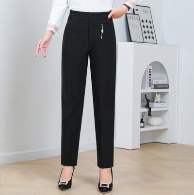 plus izmērs rudens/ziemas jauns jēra flīss elastīgs viduklis, vienkrāsains svītras, taisnas kājas bikses, brīvas sieviešu taisnas bikses 8XL