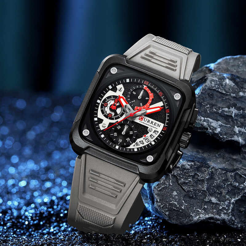 CURREN Най-добра марка мъжки часовници Луксозен квадратен кварцов ръчен часовник Оригинален водоустойчив светещ часовник с хронограф за мъже Relogio