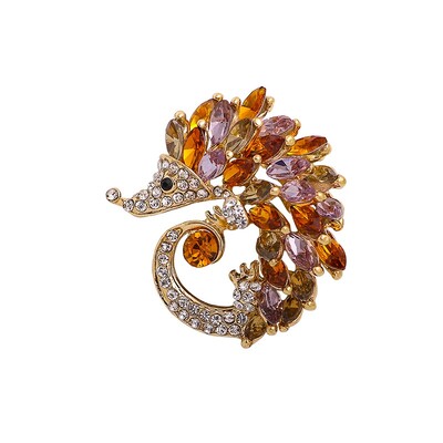 Jauna radošā ezis sakta Rhinestone kristāla saktas sakausējuma pilināmā eļļas dzīvnieku sērija Korsāžas apģērbu aksesuāri