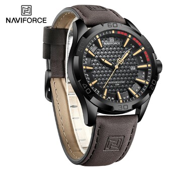 Ανδρικό ανδρικό ρολόι NAVIFORCE Casual Sport Military Quartz Calendar Ρολόι καρπού για άντρες Επαγγελματικό δερμάτινο αδιάβροχο ανδρικό ρολόι Relogio Masculino