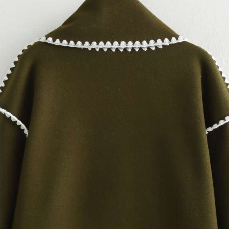 Ārdrēbes rudens ziema sievietēm Modes, vaļīgas pogas, šalle, apkakle, vilnas mētelis, sieviešu, 2024. gada ikdienas kabatas topi ar garām piedurknēm