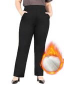 Jaunas 2024. gada ziemas lielizmēra sieviešu trikotāžas auduma ar flaneļa oderējumu veidotas britu elegantas formālā modes stila bikses.