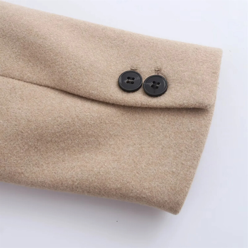 2024. gada rudens/ziema Jauns produkts Sieviešu apģērbu stils Vienkāršs, mīksts apkakle ar garām piedurknēm ikdienas mētelis