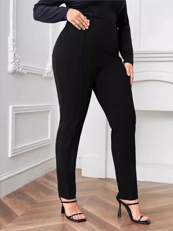 Liela izmēra vasaras jaunas bikses ar augstu vidukli, garas bikses sievietēm, tievs bodikons, modes sieviešu bikses ikdienas sievietēm, melnas bikses