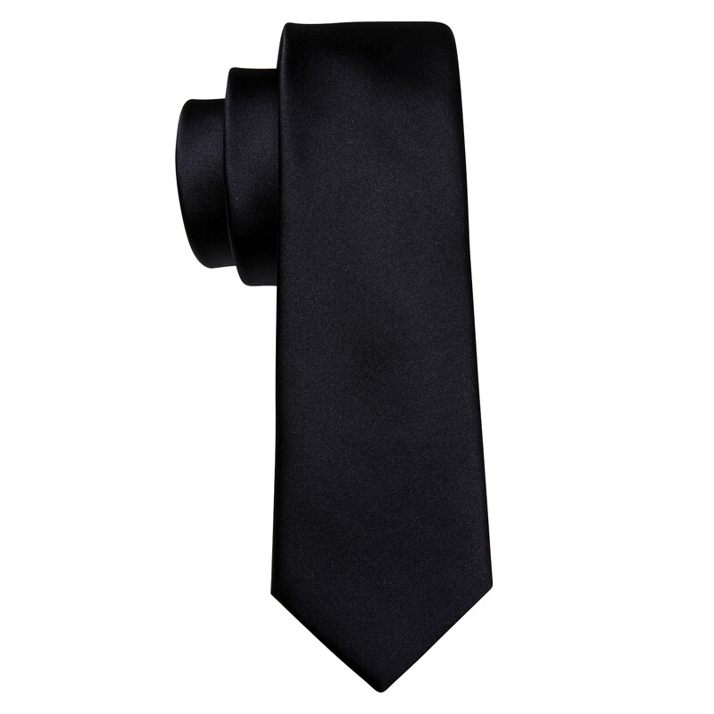 Poslovne crne svilene kravate za muškarce Klasične jednobojne visokokvalitetne tkane džepne dugmad za manžete Setovi Svečani dizajnerski dizajner Barry.Wang