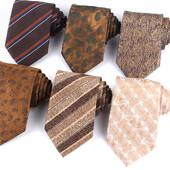 Nove prugaste kravate smeđe boje za muškarce Žene Muška kravata za zabavu Poslovna vjenčanja Kravate za odrasle Poklon za kumove