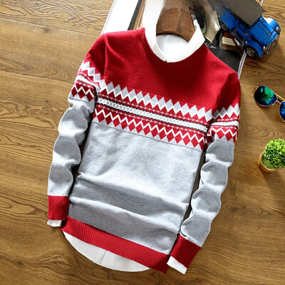 Vīriešu trikotāžas džemperis ar apaļu kakla izgriezumu rudens/ziema gadījuma moderns pamatslāņa tops, moderns trikotāža jauniešu korejiešu stilā