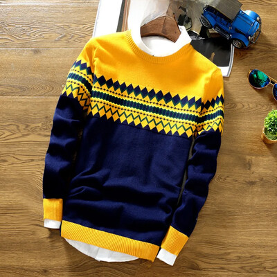 Vīriešu trikotāžas džemperis ar apaļu kakla izgriezumu rudens/ziema gadījuma moderns pamatslāņa tops, moderns trikotāža jauniešu korejiešu stilā