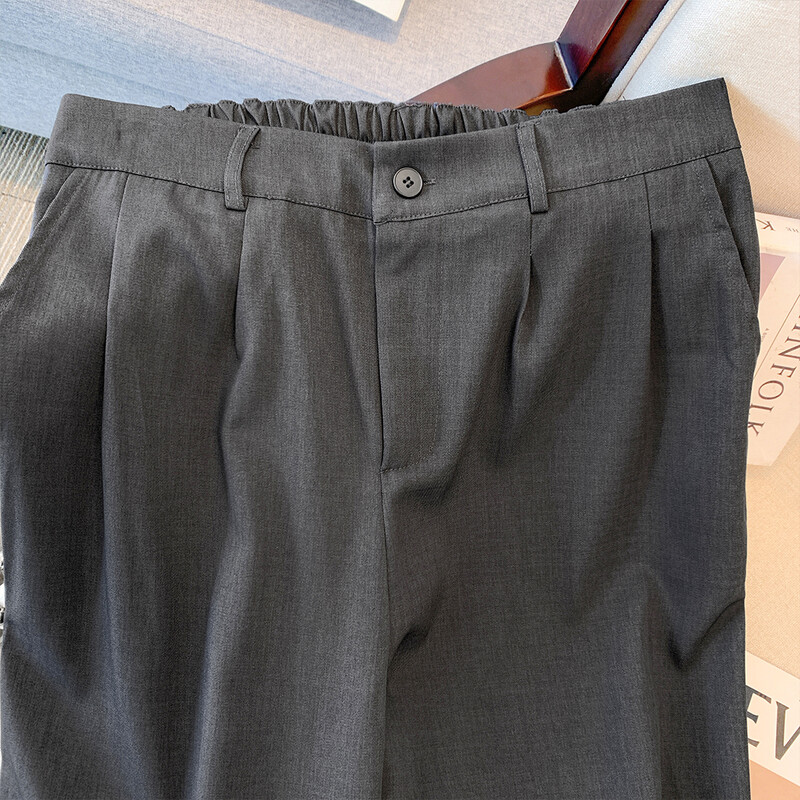 Rudens plus izmēra sieviešu ikdienas uzvalka bikses Pelēkas piepilsētas taisnas bikses Brīvas ērtas biznesa bikses 2024 Jauns Liels izmērs