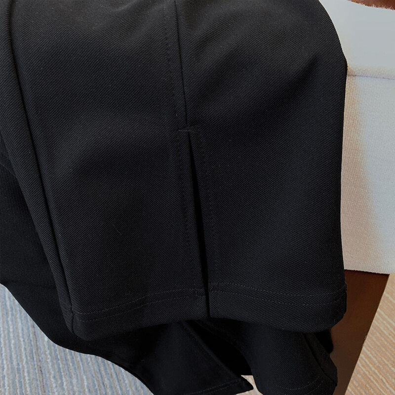 Liela izmēra sieviešu rudens/ziemas, ērtas, ērtas ikdienas modes bikses Vienkāršas, melnas pogas kabatas ar šķēlumu, platas, lielas bikses